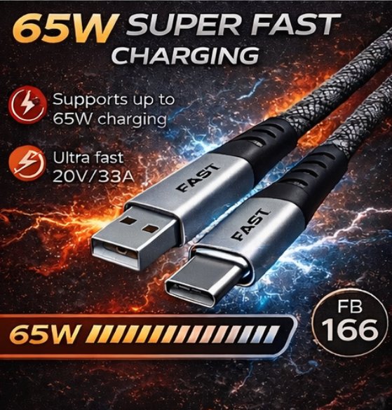 FASTBOND POWERBRAID BRAIDED CABLE TYPE C TO LIGHTNING 65 WATT CABLE - Image 5